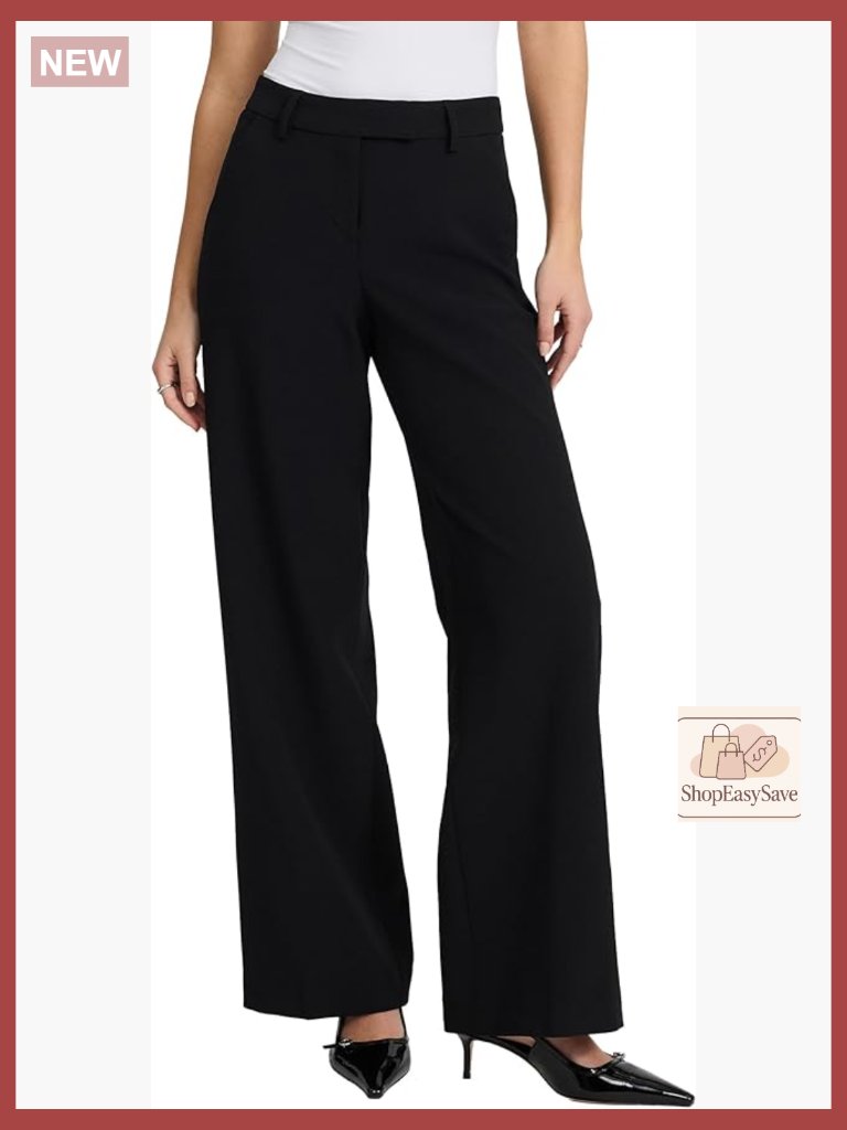 Editor Pants Mid Rise Relaxed Straight Trouser Stretch Fabric Office Polished